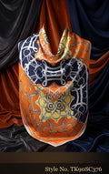 Orange, Navy and Ivory Abstract Geometric Scarf – TK90SC376