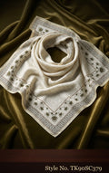 Ivory Scarf with Delicate Ornamental Border – TK90SC379