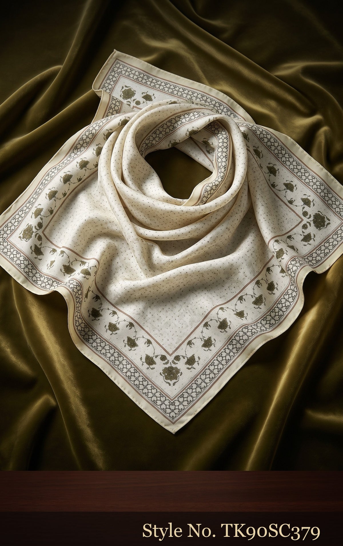 Ivory Scarf with Delicate Ornamental Border – TK90SC379