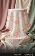 Pale Blue Scarf with Pink Watercolor Florals – TK90SC384