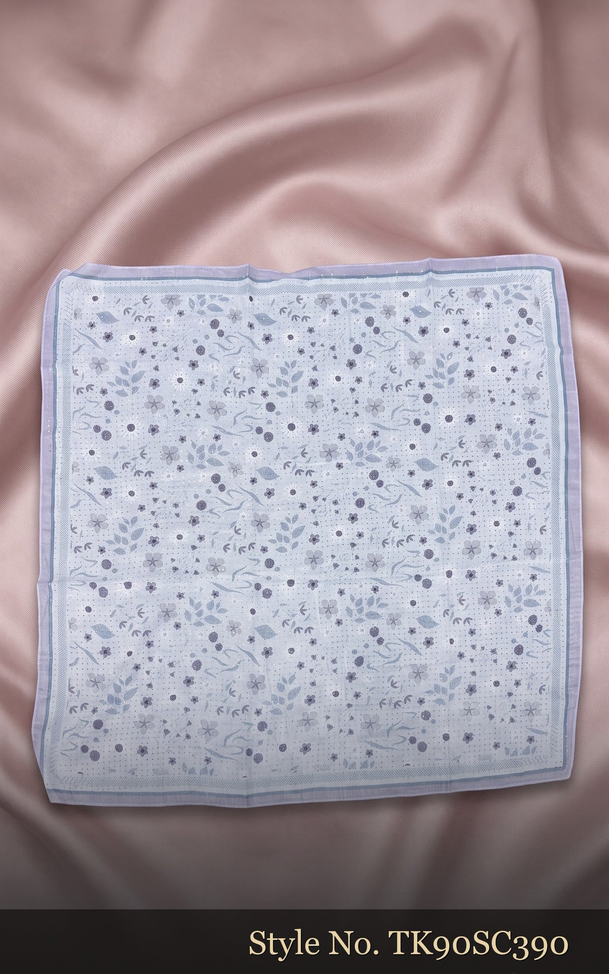 Pale Blue Scarf with Tiny Blue Floral Sprigs – TK90SC390