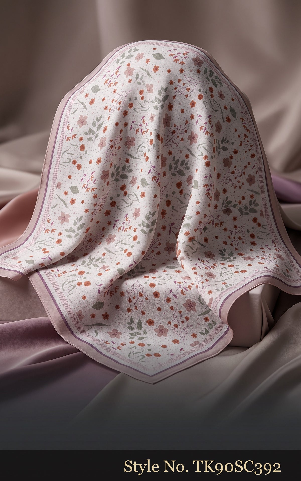 Ivory Scarf with Tiny Pink and Red Floral Print – TK90SC392