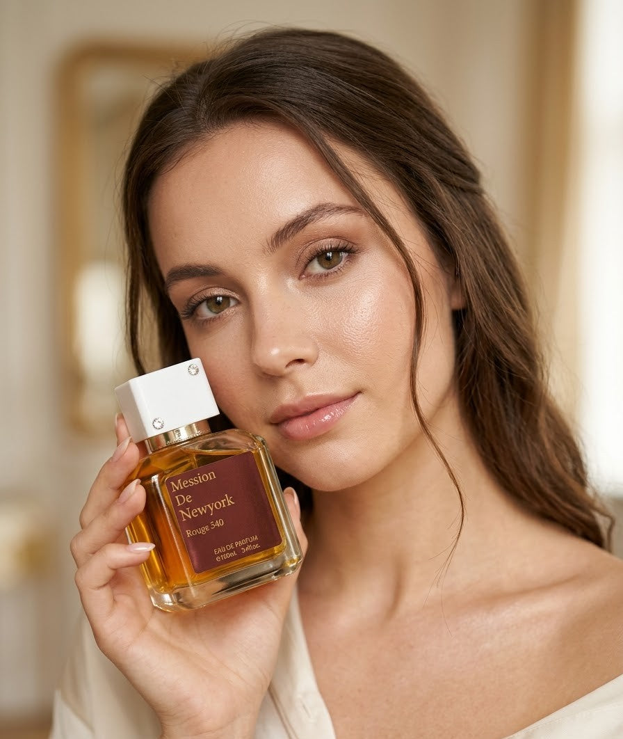 Parfum, Square Glass Flacon with White & Gold Cap