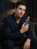 Eau De Parfum Spray, Fluted Teal Glass with Ornate Gold Cap