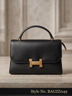 Black Structured Clasp Handbag | BAGZZ049