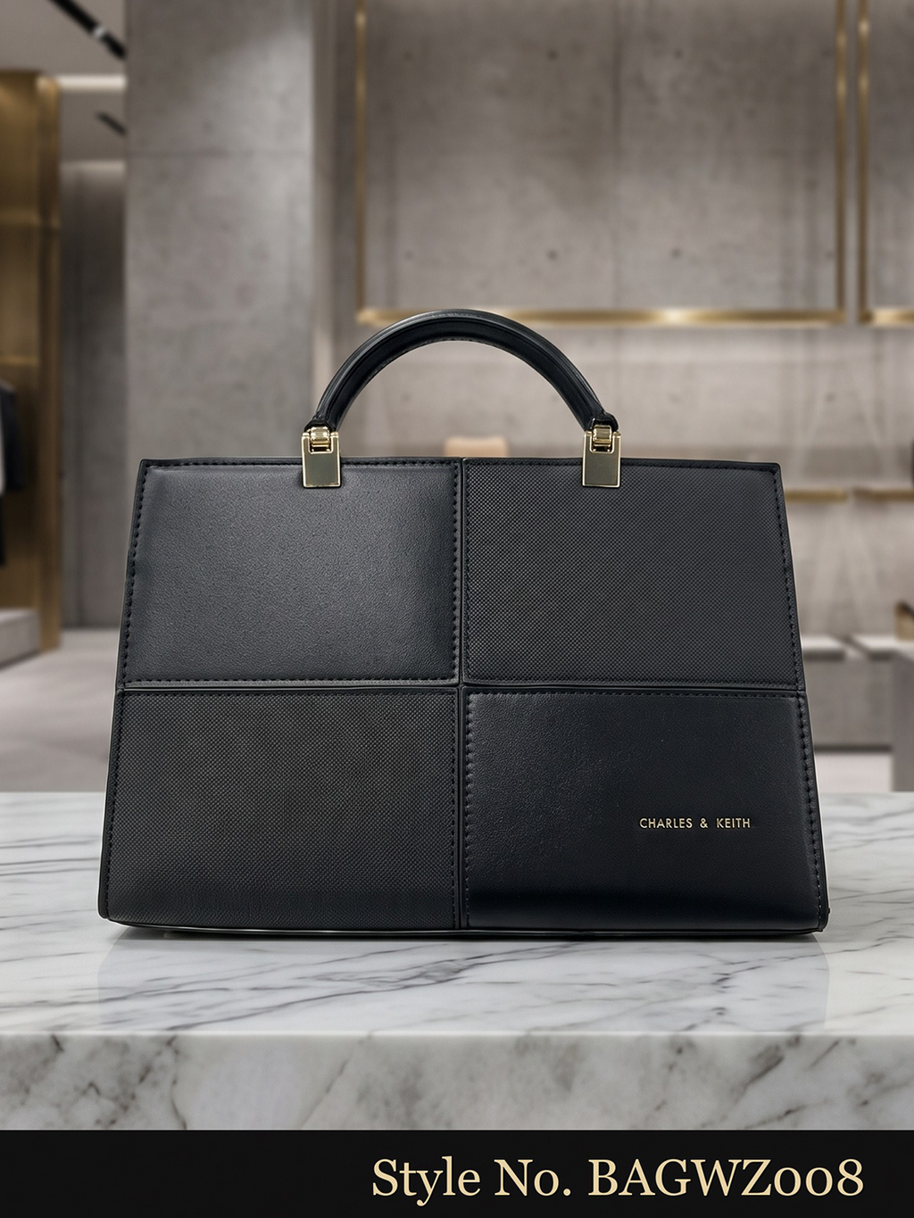 Black Structured Work Tote | BAGWZ008