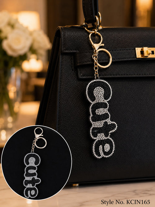 Black and white beaded Cute word charm Keychain | KCIN165