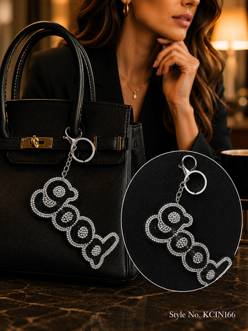 Black and white beaded Good word charm Keychain | KCIN166