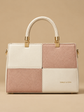Beige and Pink Color-Block Tote | BAGZZ051