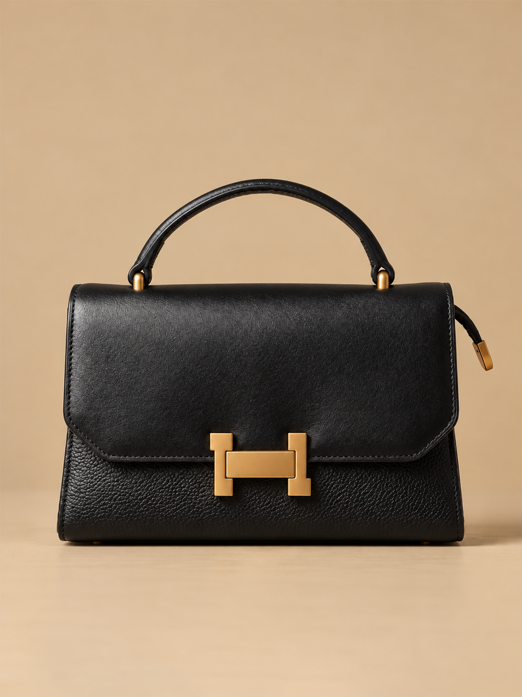 Black Structured Clasp Handbag | BAGZZ049