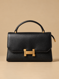 Black Structured Clasp Handbag | BAGZZ049