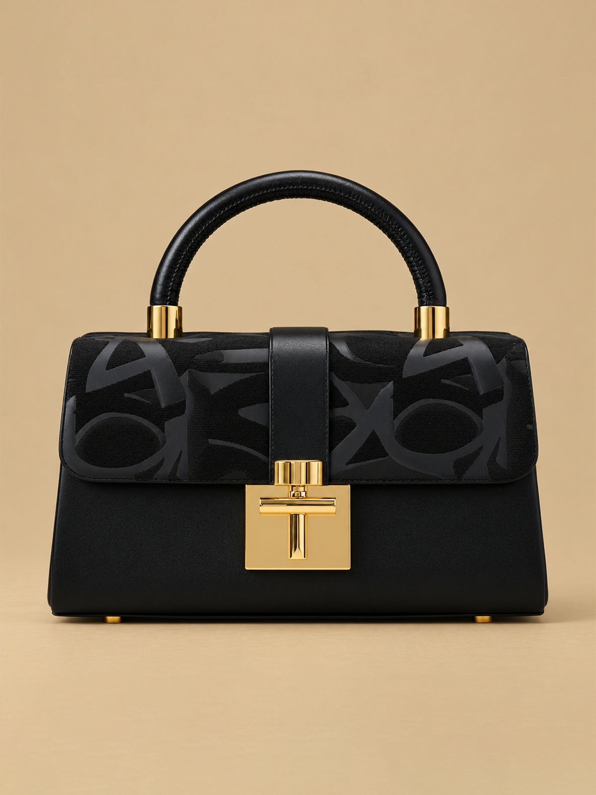 Black Textured Flap Bag | BAGZZ025