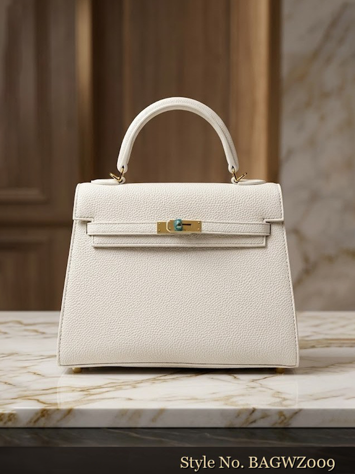 Ivory Blue-Clasp Top-Handle Bag | BAGWZ009