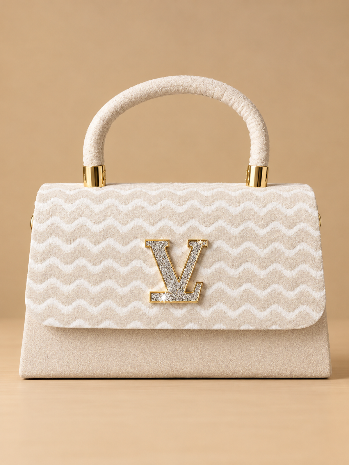Cream Wave-Texture Top-Handle Bag | BAGZZ047