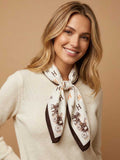 Square Cream Typographic Scarf with Contrast Corner Carriage Motifs