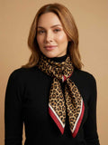 Leopard with Contrast Border Scarf in Tan, Black & Burgundy – TK90SC143