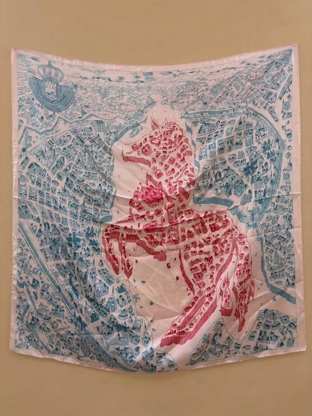 Scenic Portrait-inspired Scarf in Dusty Blue, Rose Pink & Ivory – TK90SC156