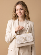 Cream Wave-Texture Top-Handle Bag | BAGZZ047