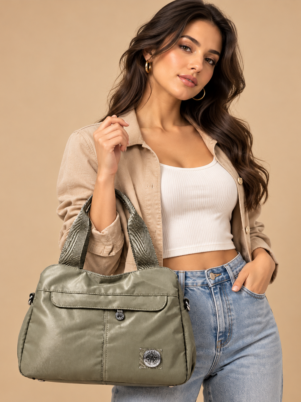 Olive Green Everyday Handbag | BAGHL048