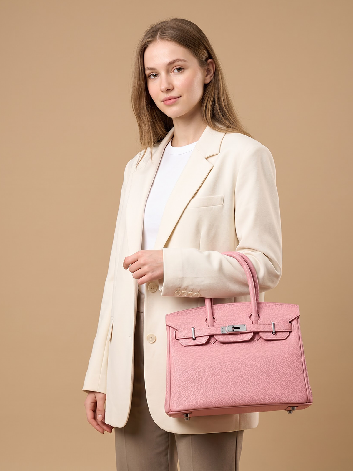 Pink Structured Top-Handle Bag | BAGWZ012
