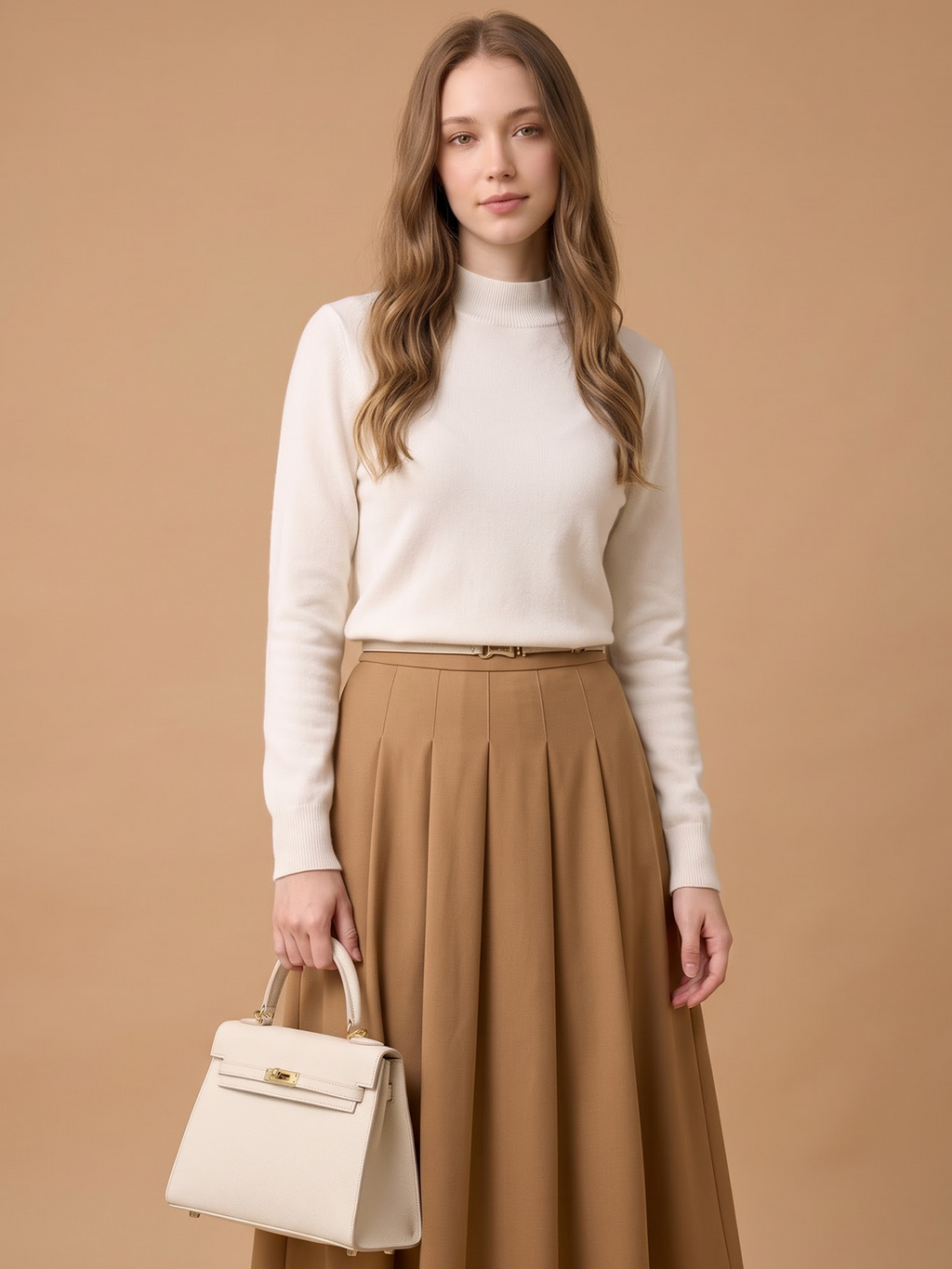 Ivory Blue-Clasp Top-Handle Bag | BAGWZ009