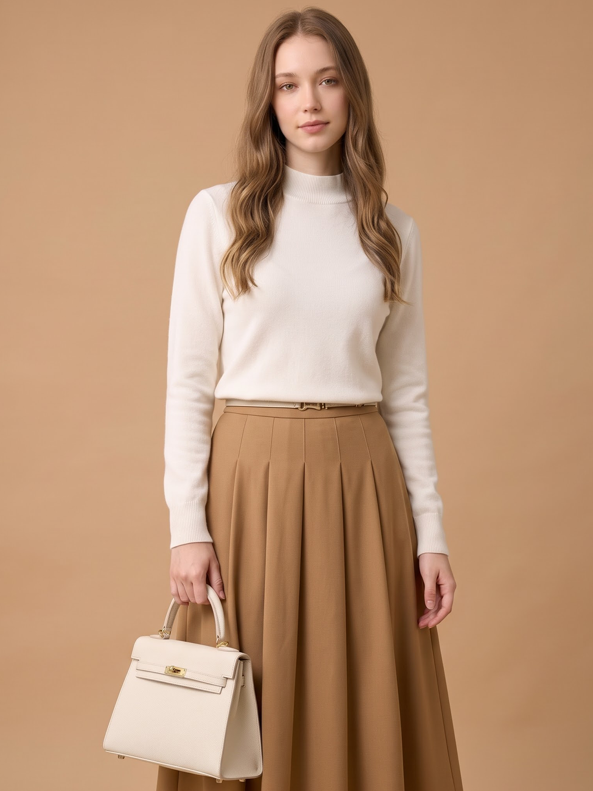 Ivory Blue-Clasp Top-Handle Bag | BAGWZ009